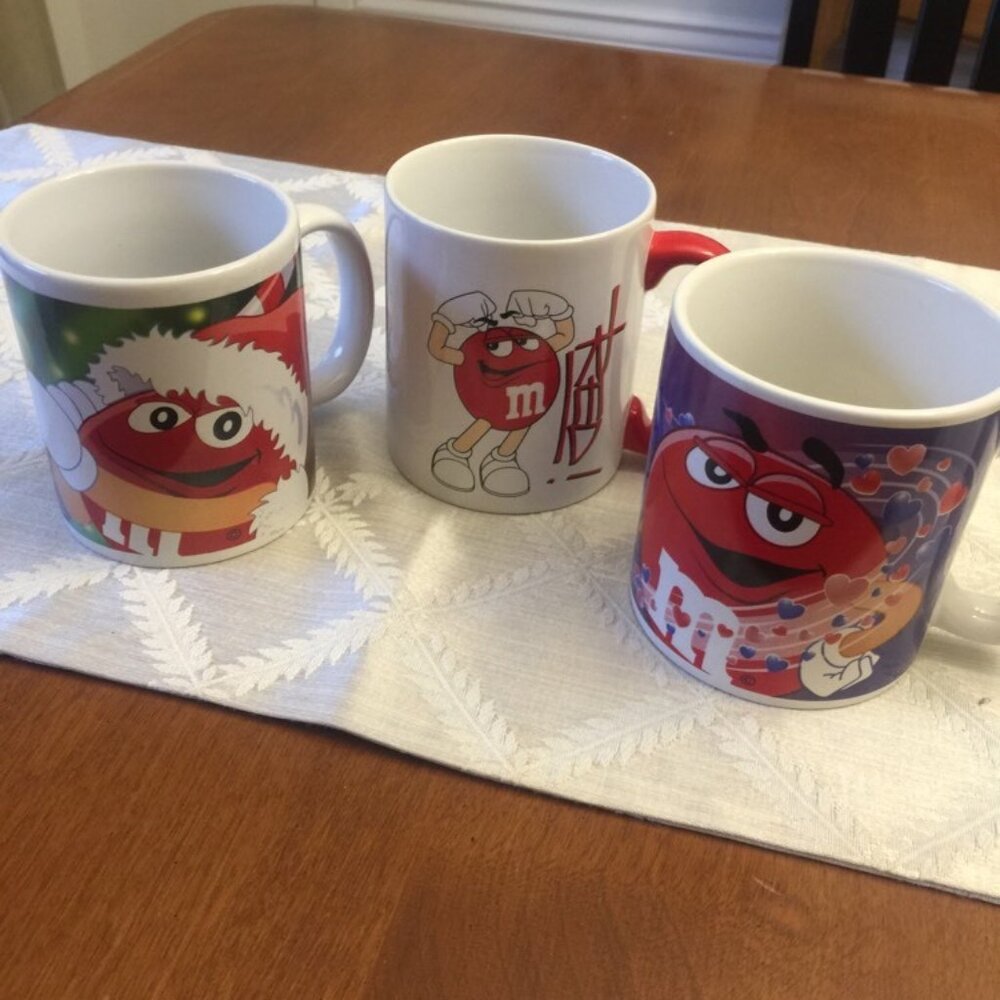 M&M Mars Collectibles Chocolate Candy Vintage Coffee Mugs (set of 3)